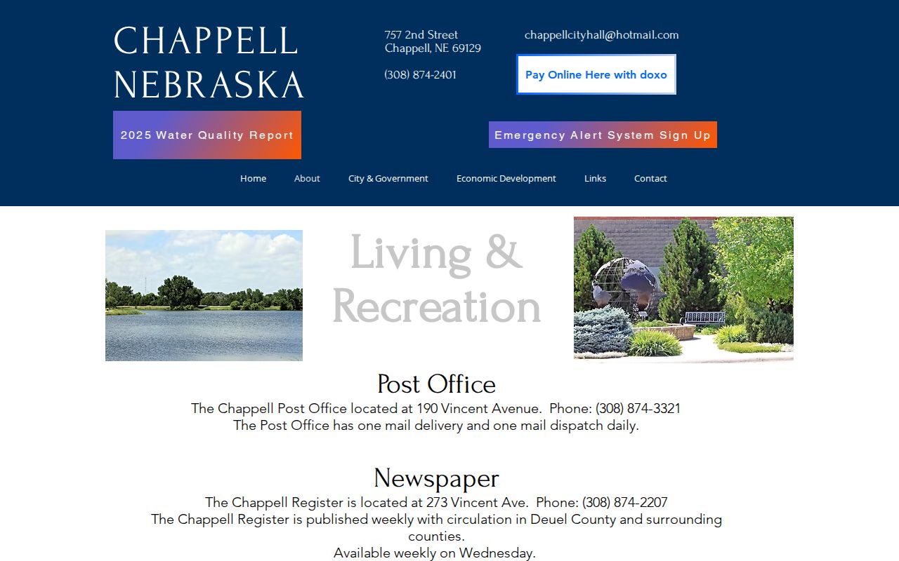 Chappell community page listing the Chappell Register