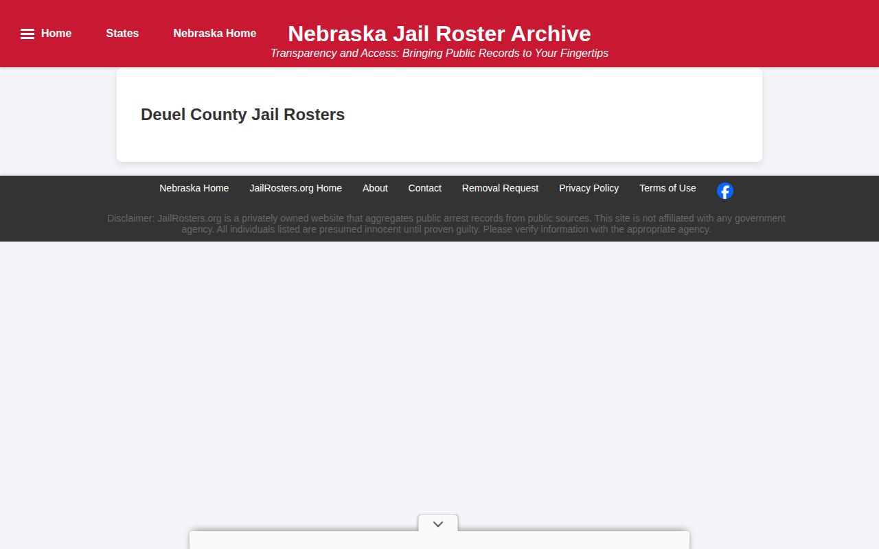 JailRosters Deuel County directory captured as an unofficial secondary source
