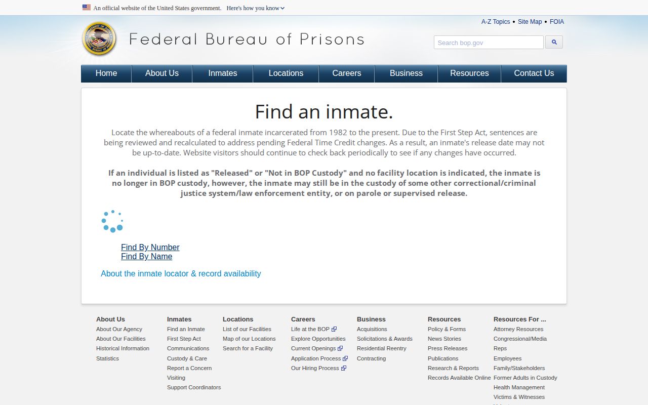 Federal inmate locator distinct from Deuel County booking records