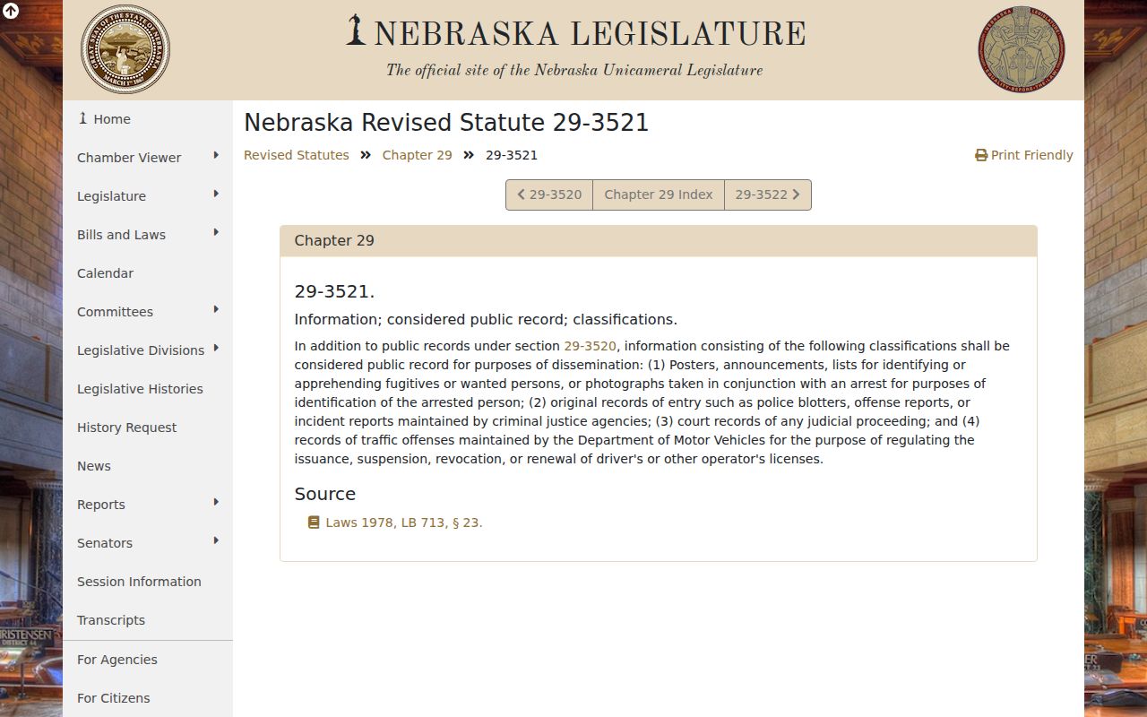 Nebraska law for Deuel County arrest-identification photographs